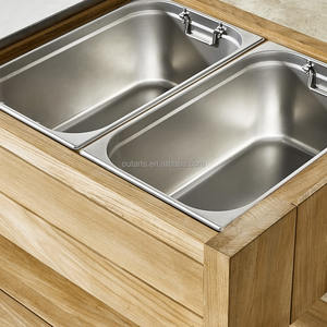 Furnitur komersial Poolside kabinet Bar troli keranjang luar ruangan dengan wastafel dan menarik troli dapur - Product Image 6