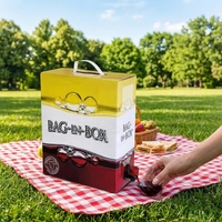 Sac en boîte composite PE recyclable et personnalisable, capacités de 3L, 5L, 10L, 15L, 20L, adapté au vin rouge, aux jus