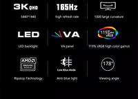 Écran sans bordure 34 pouces incurvé 4k 165hz Moniteur de jeu PC avec interface DP Moniteur grand écran Moniteurs de jeu