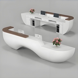 Fiberglass Round Curved Reception Desk Luxury Front Desk High End Art for Villa Hotel Lobby - Product Image 1