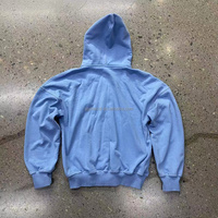 Hoodie berkerah zip warna pastel, ukuran besar, model kotak, dengan logo custom, bahan French Terry, jaket streetwear polos.