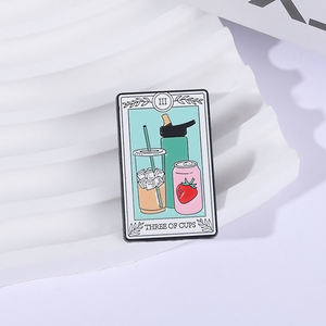 Tres de tazas Tarot <span class=keywords><strong>Card</strong></span> Esmalte Pins Café Soda Taza de agua Insignias Broches de solapa Accesorios de joyería Regalo para amigos - Product Image 2