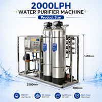 Système de préparation d'eau pure industrielle 2000L/H avec garantie d'un an, équipement de traitement de l'eau avec pompe et moteur