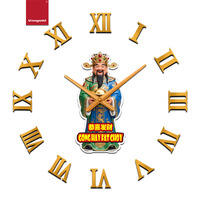 Horloge murale en quartz God Wealth, design original, chiffres romains complets, dorée, acrylique miroir 3D, sans cadre, pour salon, vente directe