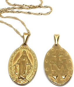 Pendentif religieux <span class=keywords><strong>Saint</strong></span> Michel sans ternissement plaqué <span class=keywords><strong>or</strong></span> <span class=keywords><strong>18</strong></span> <span class=keywords><strong>carats</strong></span>, <span class=keywords><strong>médaille</strong></span> de la Vierge Marie, pendentif vintage miraculeux de Guadalupe - Product Image 4