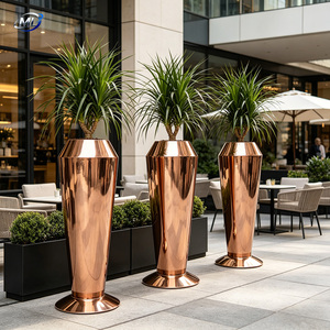 Modern <b>Copper</b> Finish Outdoor Planters <b>Vase</b> for Flower Green Plant Shopping Mall Decor - Product Image 1
