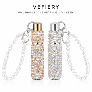 Flacon de parfum rechargeable en verre avec strass, vaporisateur de voyage avec pompe et sangle perlée, brume fine, cadeau pour femme - Product Image 1