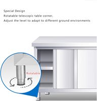 Plan de travail de cuisine professionnel en acier inoxydable personnalisable, 2 niveaux, étanche/antirouille, pour hôtel, avec rangement simple
