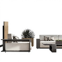 Ensemble de canapé et table basse d'extérieur de style américain, structure en alliage d'aluminium, 4 places, mobilier d'extérieur pour balcon et cour