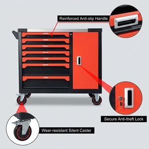 Compact Heavy Duty Steel Mobile Cabinet Anti Rust Coating Secure Lock 7 <b>Drawers</b> OEM Motorcycle Garage <b>Small</b> Repair Store - Product Image 5