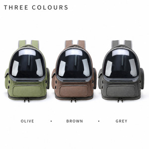 Mochila transportadora de mascotas verde con ventana de burbuja, expandible, transpirable, de tela Oxford, para gatos y perros pequeños. - Product Image 6