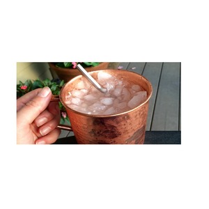 Eco Friendly Decorative Copper <b>Mug</b> with Hammered Texture for Cocktail Presentation and Drink Service Available for Sale - Product Image 5