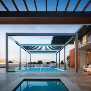 Aluminum Louver Pergola Motorized Outdoor Gazebo Adjustable Waterproof Roof Remote Control Garden Patio - Product Image 2