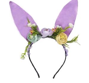 Fascia per capelli con coniglietto di pasqua colorata con orecchie da coniglietto a forma di fiore falso - Product Image 5