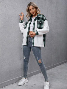 <span class=keywords><strong>Manteau</strong></span> chaud en peluche polaire à <span class=keywords><strong>carreaux</strong></span> pour femme, <span class=keywords><strong>surchemise</strong></span> à <span class=keywords><strong>carreaux</strong></span>, collection automne et hiver - Product Image 3