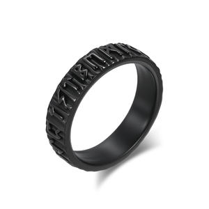 Nordic Viking Rune <b>Titanium</b> Steel <b>Ring</b> For <b>Men</b> Antique Silver Black Letter Design Gift Jewelry - Product Image 5