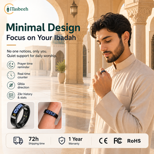 Wholesale Smart Azan Alarm Digital Tasbeeh Counter Ring with App Control BT for Muslim Prayer Tracking Zikr Ring - Product Image 2
