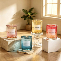Velas de cera de gelatina multicolor al por mayor en tarro de cristal transparente con una sola mecha, etiqueta personalizada, decoración del hogar, recuerdo de boda, regalo, suministro.