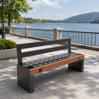 Banc solaire intelligent pour extérieur avec dossier, banc de parc solaire en WPC avec charge sans fil et port de charge USB