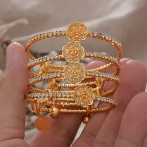 France Luxury Gold Color Bangles For Baby Dubai Bridal African Bangles Bracelets Child Party Gift