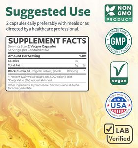 Cápsulas de Aceite de Comino Negro y Vitamina E para la Salud de la Piel, 120 Cápsulas de Aceite de Orégano Prensado en Frío, Aceite de Semilla Negra Orgánico Nigella Sativa en Cápsulas Blandas - Product Image 2