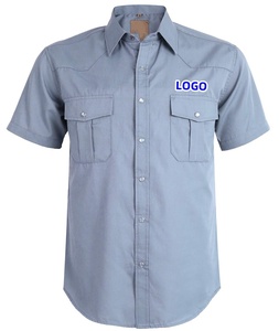 Camisas de trabajo a cuadros informales de manga corta de vaquero para hombre, polos de entrenamiento con Cuello clásico para hombre - Product Image 1