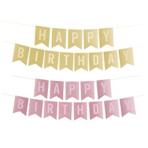 Paillettes or rose joyeux anniversaire joyeux anniversaire drapeau fleur fête décoration bannière approvisionnement direct d'usine - Product Image 1