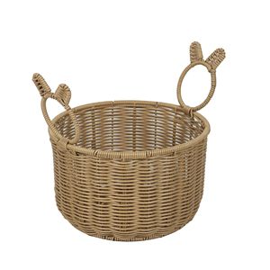 Custom-made handcrafted faux <b>rattan</b> double-handled desktop <b>storage</b> <b>basket</b>, creative round living room snack and fruit <b>storage</b> - Product Image 5
