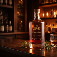 Luxe 500ml cilinderfles van superflintglas met kurkstop, glazen stop, heldere zware bodem, geschikt voor sterke drank, whisky, brandewijn, decanter, bulkverpakking