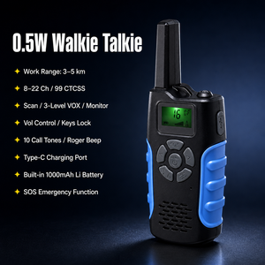 Walkie-talkie per Bambini 0.5W Banda Aerea Portata 5 <span class=keywords><strong>Chilometri</strong></span> 22 Canali 1000mAh Porta di Ricarica Type-C Funzione SOS Produzione di Fabbrica - Product Image 2