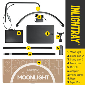 Lámpara de pie profesional con diseño de media luna para extensiones de pestañas y decoración de salones, con luz de relleno fotográfico en forma de ojo de media luna. - Product Image 4