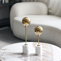 Figurine de boule en métal de style Art déco européen, ballon simple en marbre, décoration de luxe pour la maison, anniversaire, créatif, luxe léger