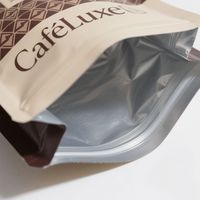 Sachet d'emballage plastique à fond plat personnalisé pour café et aliments secs, sachet refermable à haute barrière en aluminium