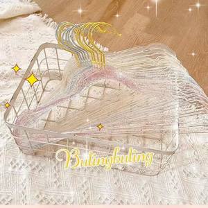 Cintres transparents Cintres antidérapants pour costumes peu encombrants Cintres acryliques à paillettes en poudre d'or - Product Image 3