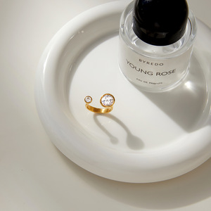 <b>Open</b> Zircon <b>Ring</b> Gold Tone Bezel Setting Unisex Fashion Jewelry Gift - Product Image 4