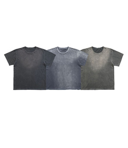 Customized Vintage Short Sleeve Printing T Shirt Premium O‑Neck Oversized <b>Tshirt</b> 100% Cotton Blank Distressed T-shirt For Men - Product Image 3