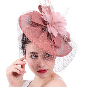 EBay-accesorios para el cabello de cuero rosa, cubierta de malla misteriosa, tocado, sombrero de boda, estilo europeo y americano - Product Image 2