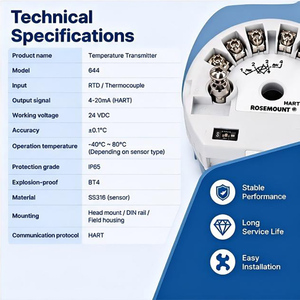 Módulo de Temperatura 644, Sensor Inteligente RTD Termopar 4-20mA HART, ABS OEM/ODM para Control de Procesos Industriales - Product Image 4
