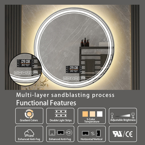 Nhà máy trực tiếp bán vòng led phòng tắm chống sương mù bluetooth loa thời gian đồng hồ Vanity ánh sáng màn hình cảm ứng gương - Product Image 2