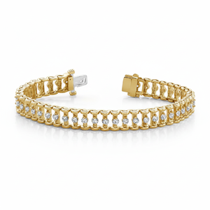 14k <b>Solid</b> Yellow <b>Gold</b> Round Brilliant Cut Tennis Bracelet Real Diamond 7 Inches Women's Casual Wear Diamond Bracelets <b>Bangles</b> - Product Image 2