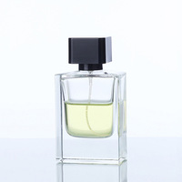 Flacon de parfum en verre épaissi de 50 ml avec col à baïonnette, transparent, carré, avec pompe pulvérisatrice, vide, rechargeable pour voyage, sans diffuseur à bâtonnets