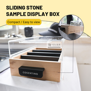 Kotak Display laci sampel ubin dan Quartz tahan debu akrilik transparan dengan pegangan dasar kayu kustom gaya baru - Product Image 2