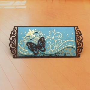 Inviti Matrimoniali in Legno e Carta con Farfalla in Perla Bianca di Grado A, Fatti a Mano con Lamina a Caldo, 23x10,5cm, Nuovo Design Esclusivo - Product Image 6