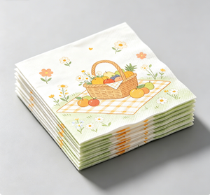 Serviettes de table jetables épaisses à motif floral et fruits frais pour panier de pique-nique rustique - Product Image 1