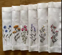 Serviettes en lin 100% brodées à la main, jetables, logo personnalisé, écologiques, douces, blanches, pour dîner, mariage, nappe de table, design personnalisé