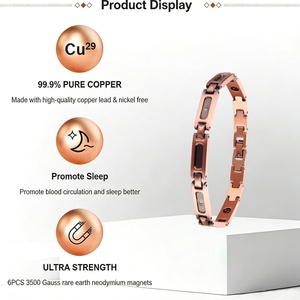Unisex Adjustable <b>Copper</b> Magnetic Therapy <b>Bracelet</b> Single Row Strong Magnets for Natural Joint Pain Relief Stylish Everyday Wear - Product Image 3