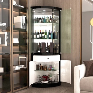 Living Room Furniture Metal Corner Modern Luxury Bar Wine <strong>Cabinet</strong> Storage <strong>Drinks</strong> <strong>Cabinets</strong> Glass <strong>Display</strong> LED Lights Wine <strong>Cabinet</strong> - Product Image 5