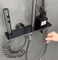 Robinet de douche mural en laiton chromé poli avec valve céramique, fonction pluie, pour usage hôtelier (eau chaude et froide)