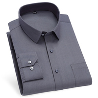 Nouvelle robe coupe ajustée pour hommes, manches longues, style décontracté, bouton de printemps, couleur unie, simple boutonnage, col carré, sans repassage, respirante