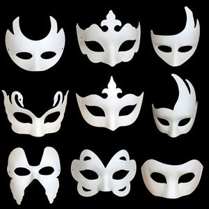 牛皮纸派对时尚diy万圣节儿童纸动物眼罩儿童手工纯白色纸浆纸面具